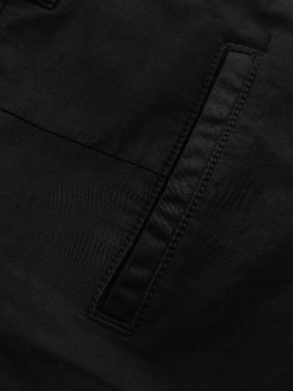 Ombre Clothing Pánské klasické chino šortky s ohrnutou nohavicí - černé