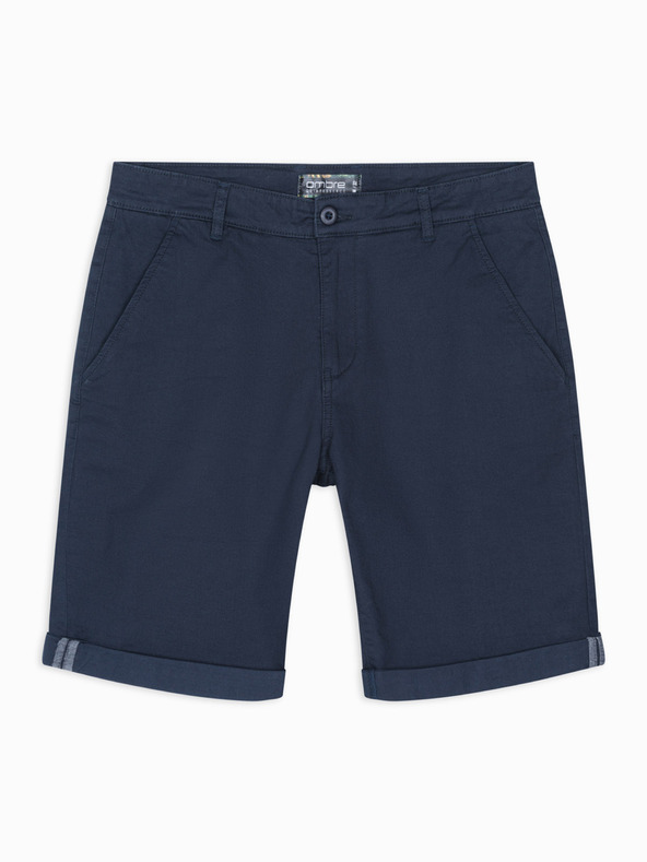 Ombre Clothing Pánské klasické chino šortky s ohrnutou nohavicí - tmavě modré