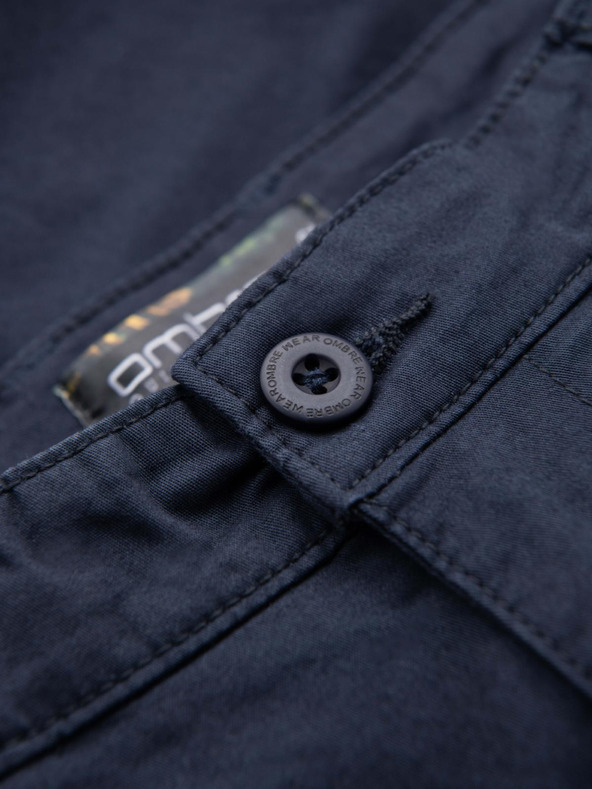 Ombre Clothing Pánské klasické chino šortky s ohrnutou nohavicí - tmavě modré