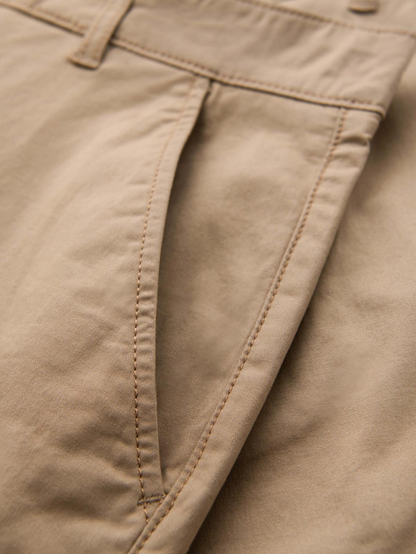 Ombre Clothing Pánské klasické chino šortky s ohrnutou nohavicí - béžové