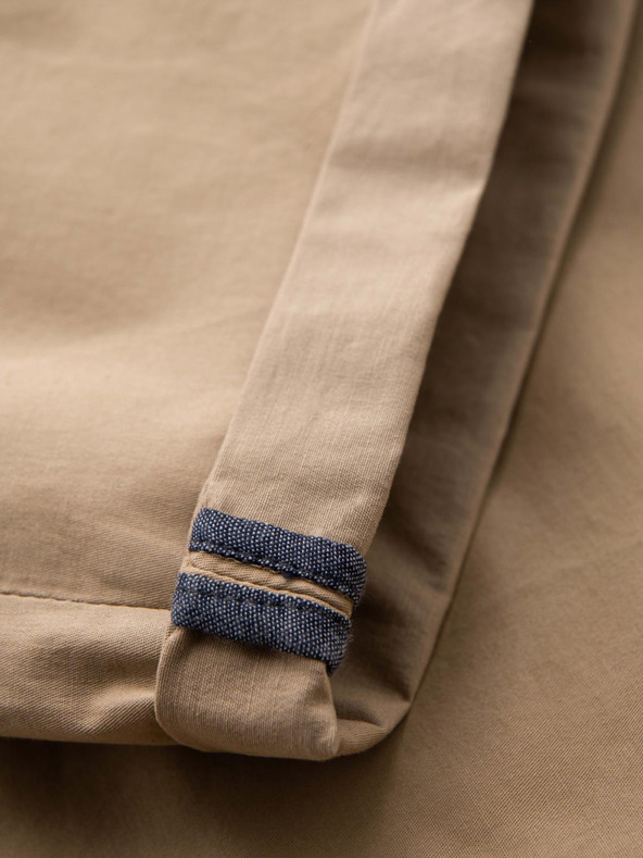 Ombre Clothing Pánské klasické chino šortky s ohrnutou nohavicí - béžové