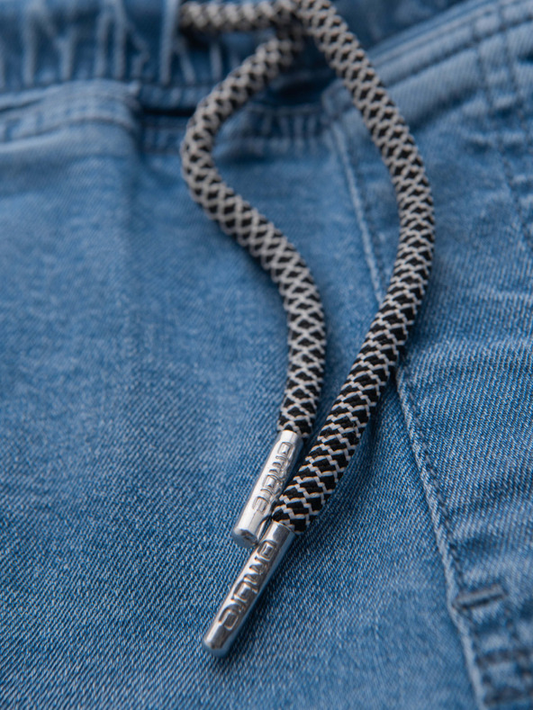 Ombre Clothing Pánské džínové šortky s ohrnutou nohavicí - světle modré