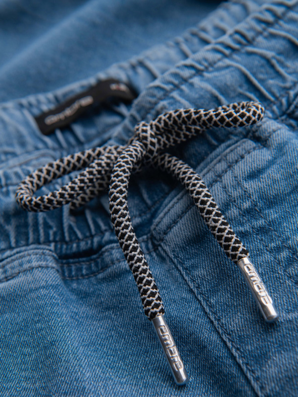 Ombre Clothing Pánské džínové šortky s ohrnutou nohavicí - světle modré