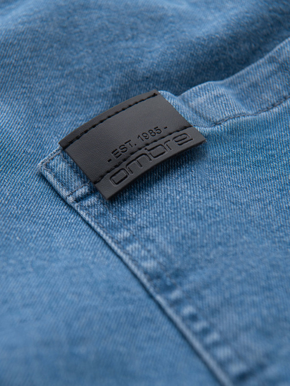 Ombre Clothing Pánské džínové šortky s ohrnutou nohavicí - světle modré