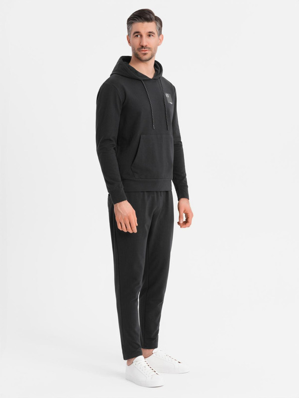 Ombre Clothing Pánská mikina s kapucí + tepláky - černá
