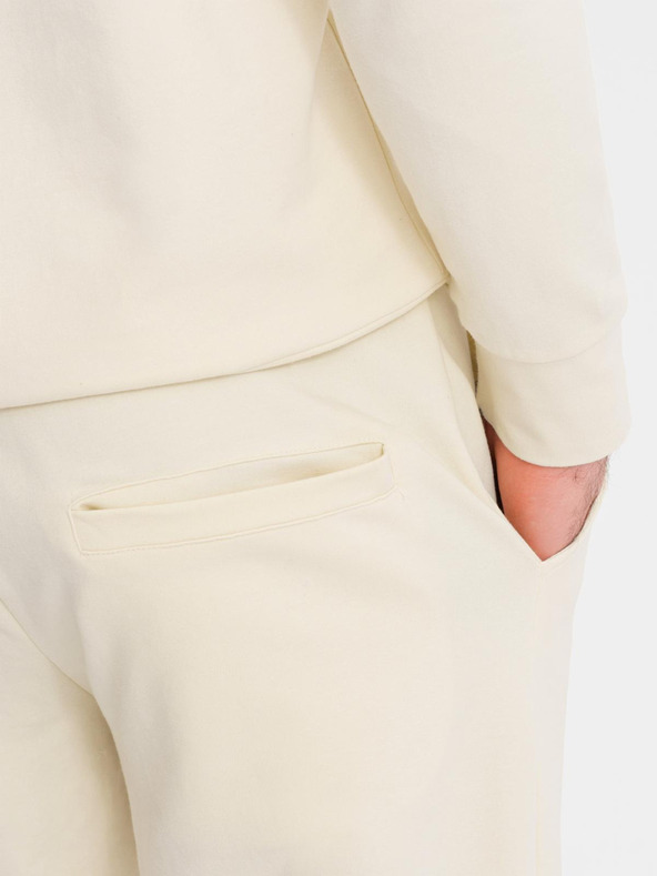 Ombre Clothing Pánská mikina s kapucí + tepláky - krémová