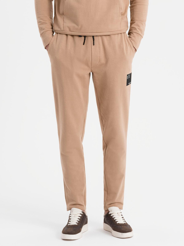 Ombre Clothing Pánská mikina s kapucí + tepláky - hnědá