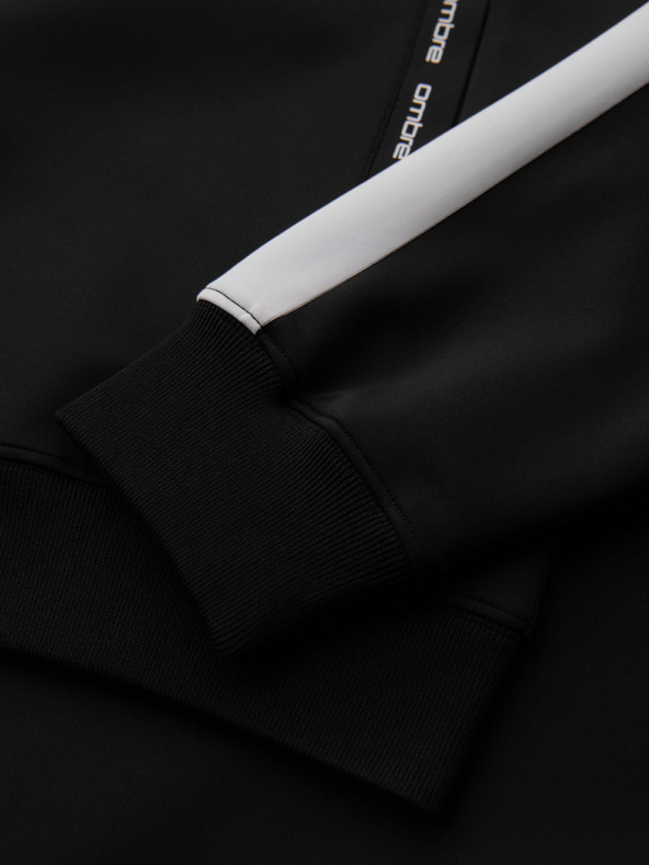 Ombre Clothing Pánská mikina na zip s kapucí a lemováním - černá