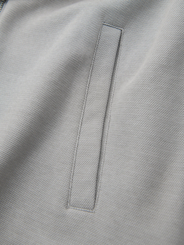 Ombre Clothing Pánská pletená bunda bomber - šedá