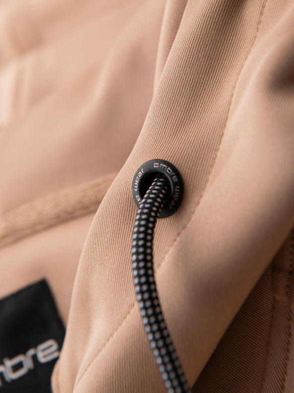 Ombre Clothing Pánská rozepínací mikina s kapucí a lemováním - béžová