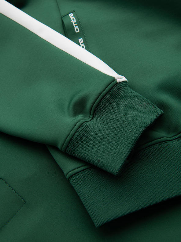 Ombre Clothing Pánská rozepínací mikina s kapucí a lemováním - tmavě zelená