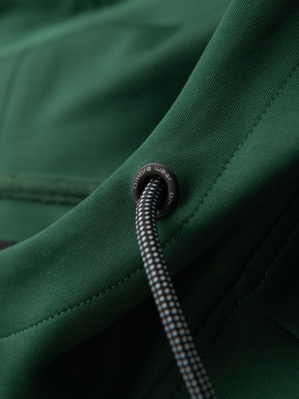 Ombre Clothing Pánská rozepínací mikina s kapucí a lemováním - tmavě zelená