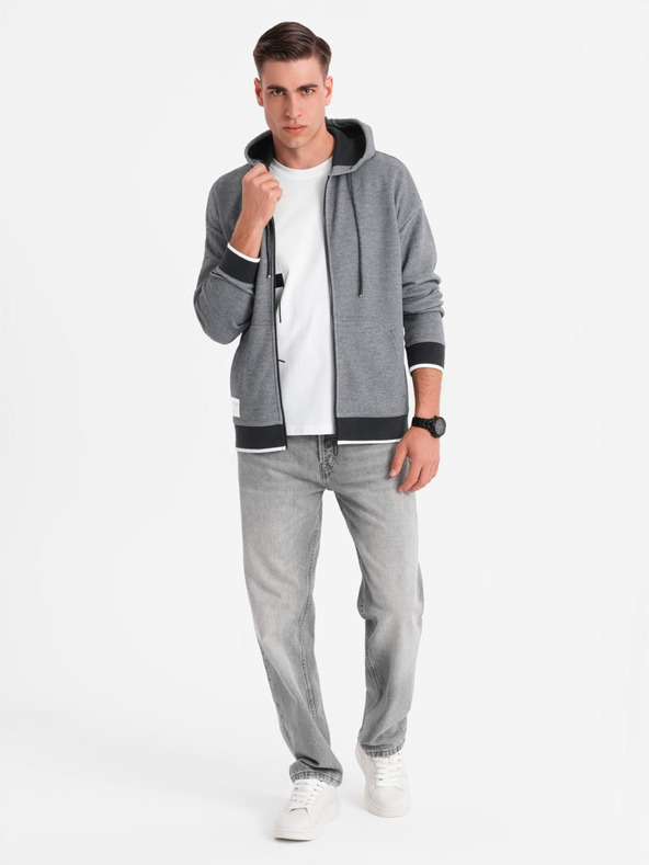 Ombre Clothing Pánská měkce strukturovaná mikina s kapucí - černá