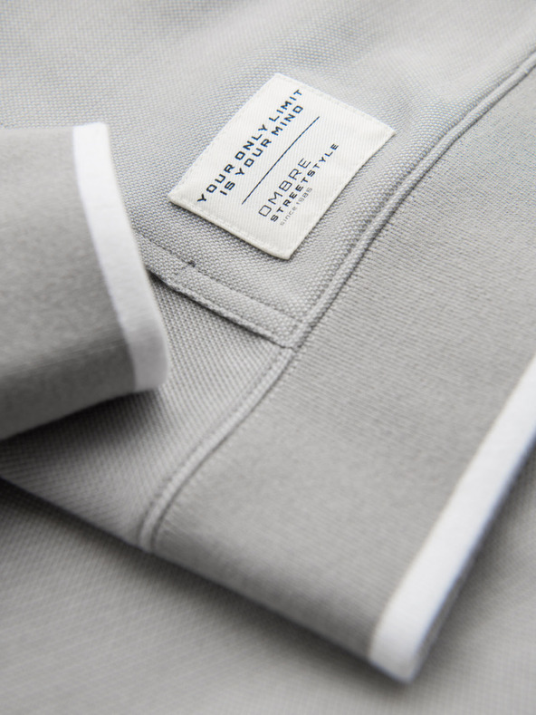 Ombre Clothing Pánská měkce strukturovaná mikina s kapucí - šedá