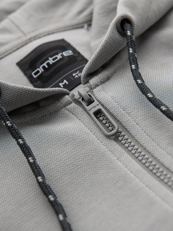 Ombre Clothing Pánská měkce strukturovaná mikina s kapucí - šedá