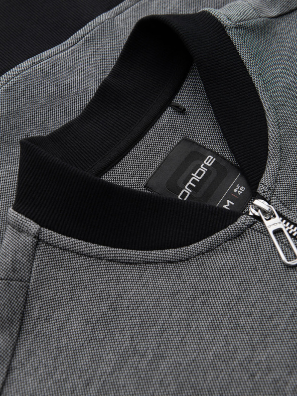 Ombre Clothing Pánská pletená bunda bomber - černá