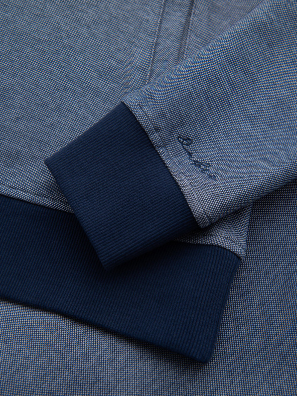 Ombre Clothing Pánská pletená bunda bomber - tmavě modrá