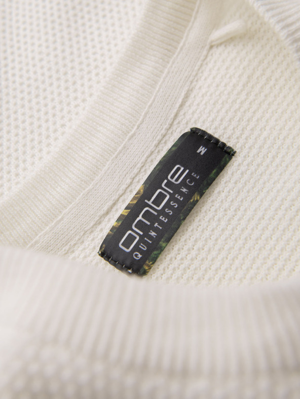 Ombre Clothing Pánské pletené tričko s jemnou texturou - bílé