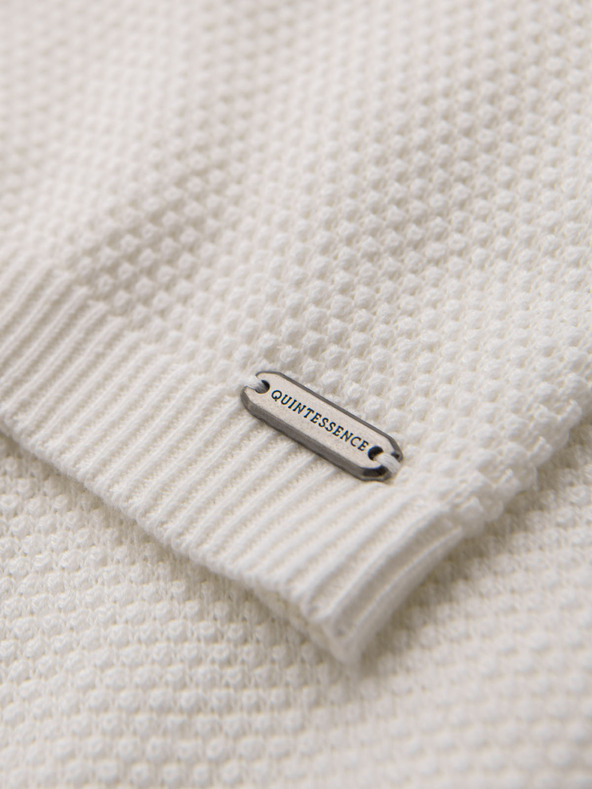 Ombre Clothing Pánské pletené tričko s jemnou texturou - bílé