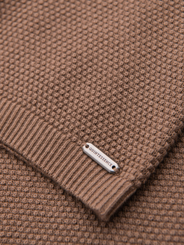 Ombre Clothing Pánská pletená košile s jemnou texturou - světle hnědá