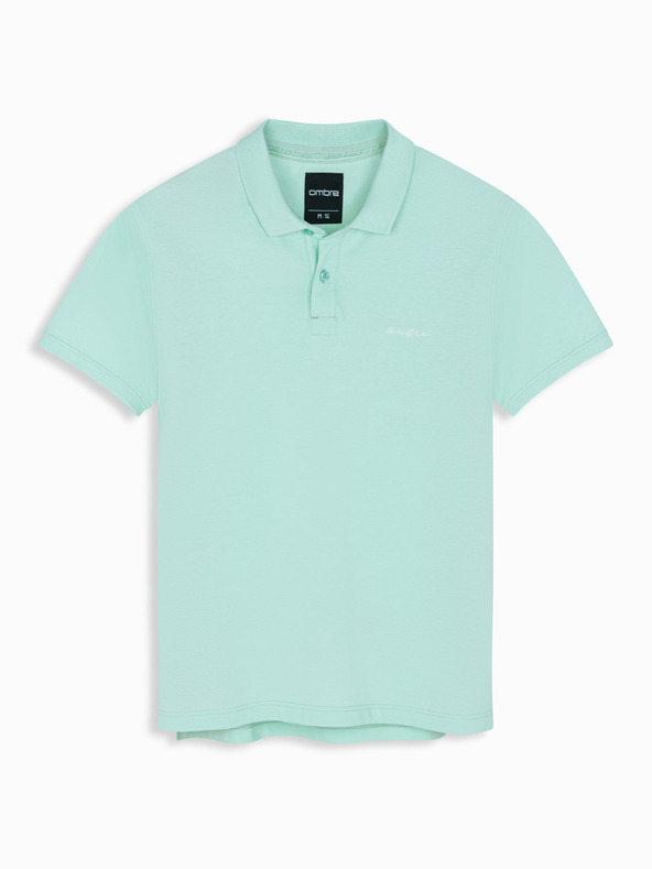 Ombre Clothing Bavlněná polokošile z piké úpletu - mátová