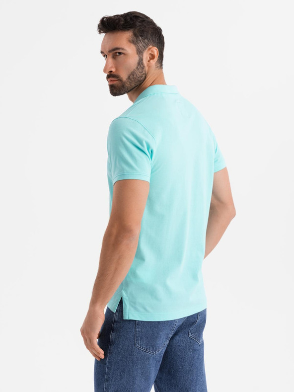 Ombre Clothing Bavlněná polokošile z piké úpletu - modrá
