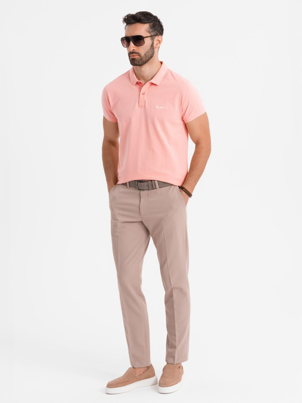 Ombre Clothing Bavlněná polokošile z piké úpletu - růžová