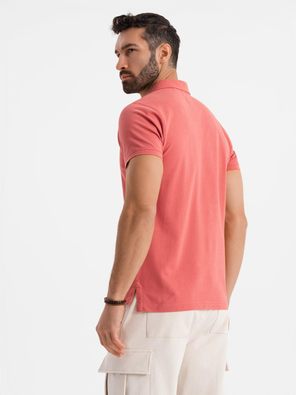 Ombre Clothing Bavlněná polokošile z piké úpletu - korálová