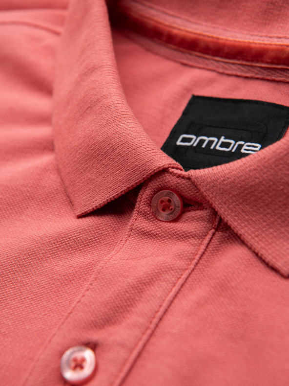 Ombre Clothing Bavlněná polokošile z piké úpletu - korálová
