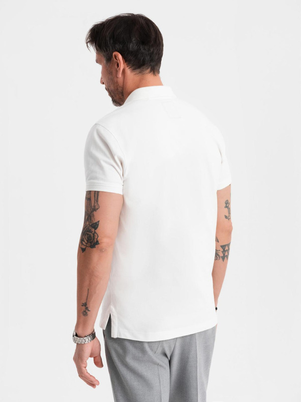 Ombre Clothing Bavlněná polokošile z piké úpletu - krémová