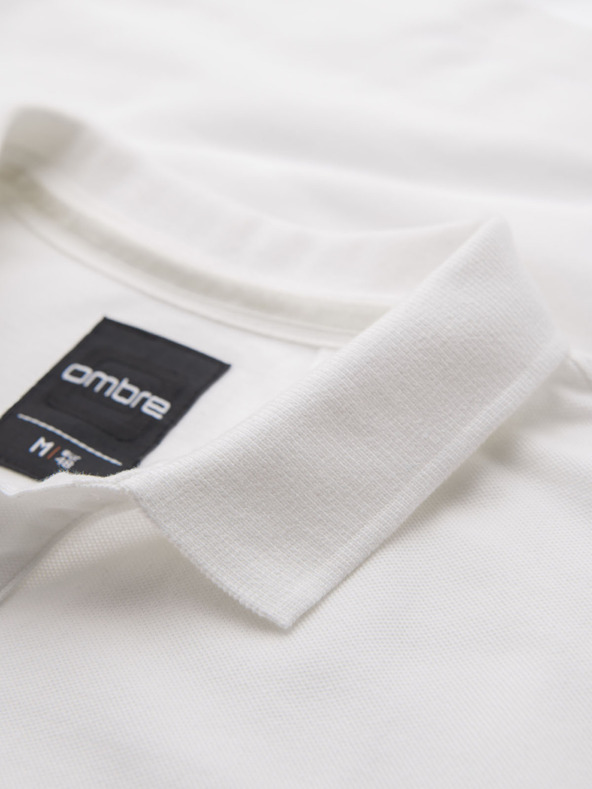 Ombre Clothing Bavlněná polokošile z piké úpletu - krémová
