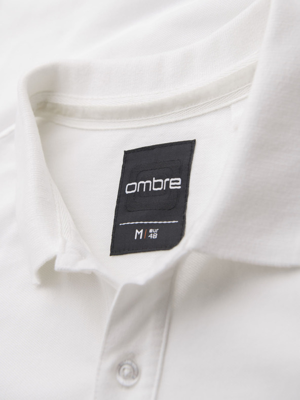 Ombre Clothing Bavlněná polokošile z piké úpletu - krémová
