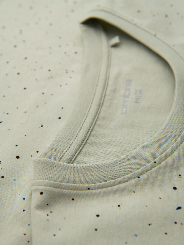 Ombre Clothing Pánské bavlněné tričko s potiskem a kulatým výstřihem - mint