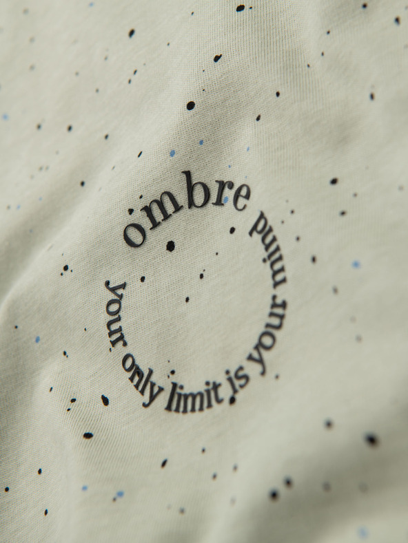 Ombre Clothing Pánské bavlněné tričko s potiskem a kulatým výstřihem - mint