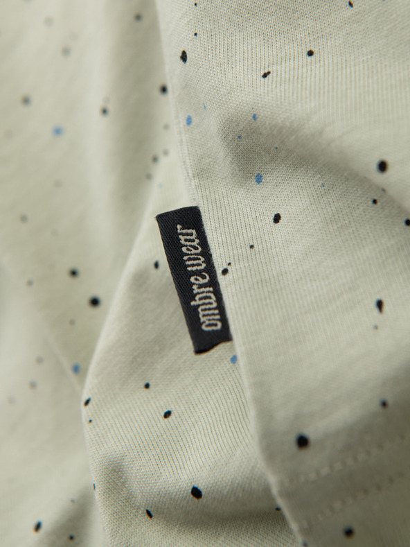 Ombre Clothing Pánské bavlněné tričko s potiskem a kulatým výstřihem - mint