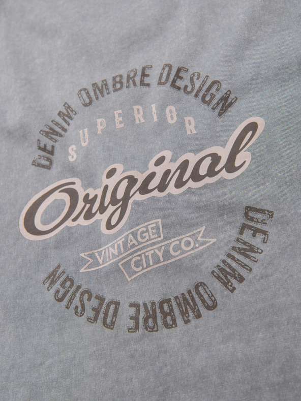 Ombre Clothing Bavlněné tričko s potiskem na hrudi a zádech - šedé