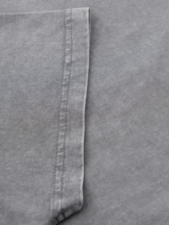 Ombre Clothing Bavlněné tričko s potiskem na hrudi a zádech - šedé