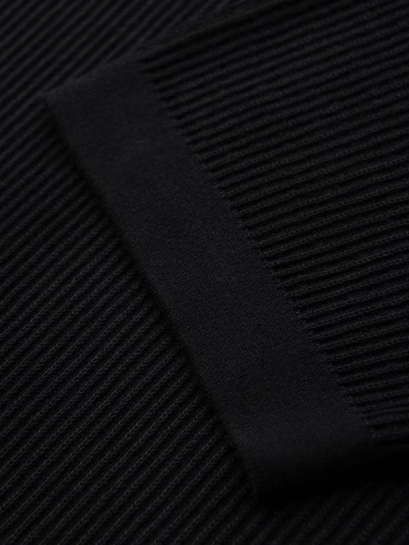 Ombre Clothing Pánské pletené tričko s knoflíky u výstřihu - černé