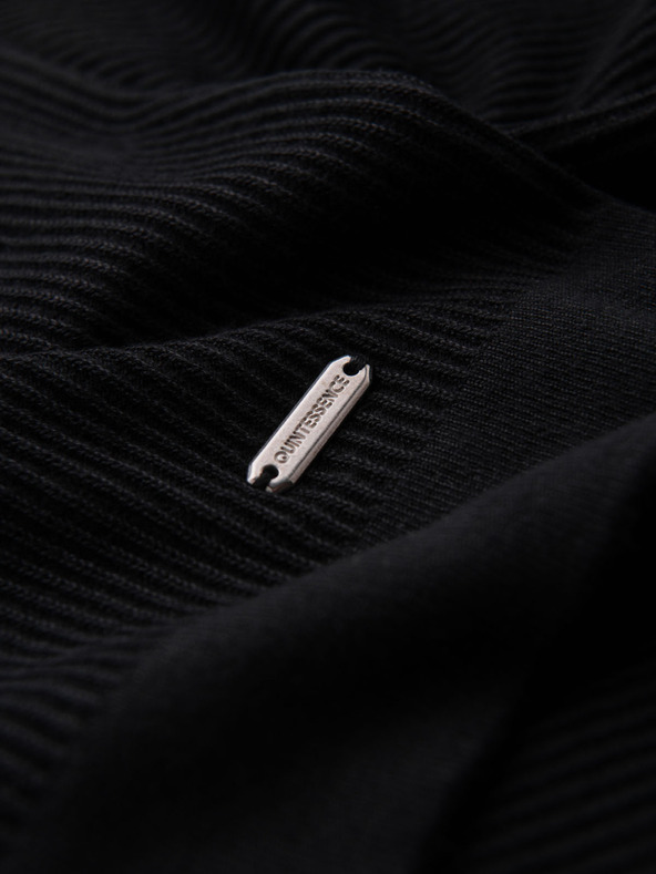 Ombre Clothing Pánské pletené tričko s knoflíky u výstřihu - černé