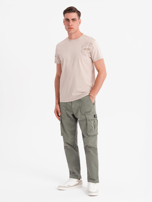 Ombre Clothing Bavlněné tričko s potiskem a kulatým výstřihem - černé