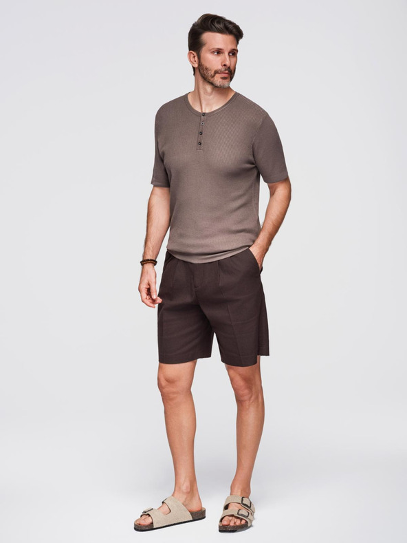 Ombre Clothing Pánské pletené tričko s knoflíky u výstřihu - šedé