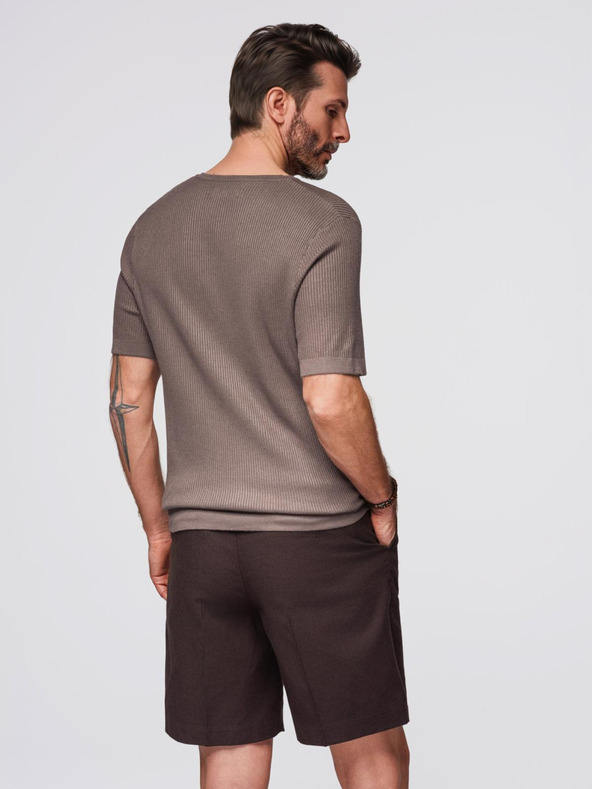 Ombre Clothing Pánské pletené tričko s knoflíky u výstřihu - šedé