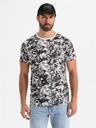 Ombre Clothing Pánské vzorované bavlněné tričko s krátkým rukávem - bílé a černé