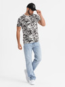 Ombre Clothing Pánské vzorované bavlněné tričko s krátkým rukávem - bílé a černé
