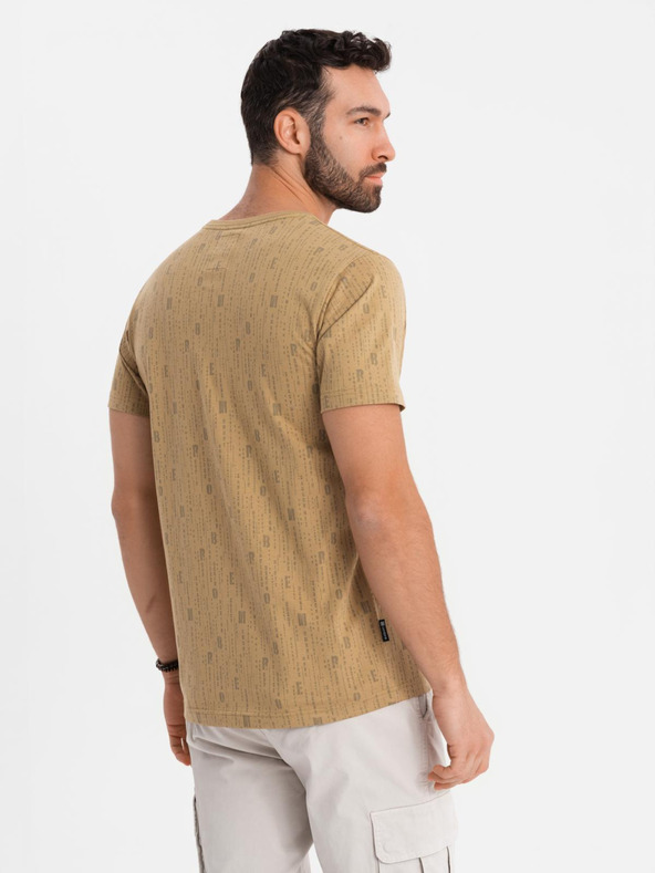 Ombre Clothing Bavlněné tričko s potiskem a kulatým výstřihem - tmavě olivově zelené