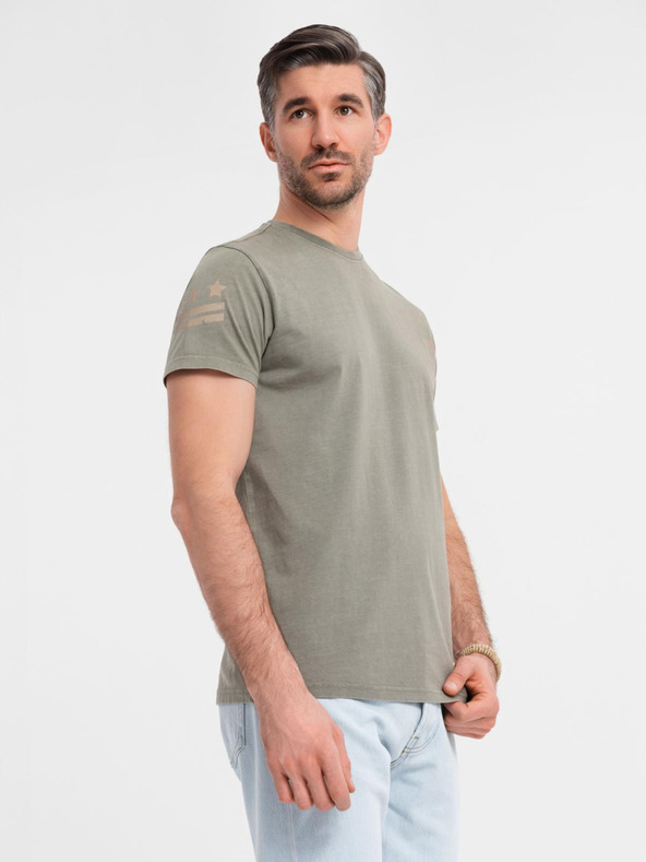 Ombre Clothing Bavlněné tričko s potiskem a kulatým výstřihem - černé