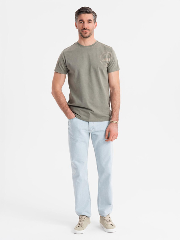 Ombre Clothing Bavlněné tričko s potiskem a kulatým výstřihem - černé