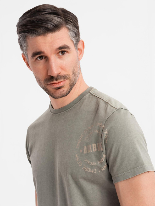 Ombre Clothing Bavlněné tričko s potiskem a kulatým výstřihem - černé