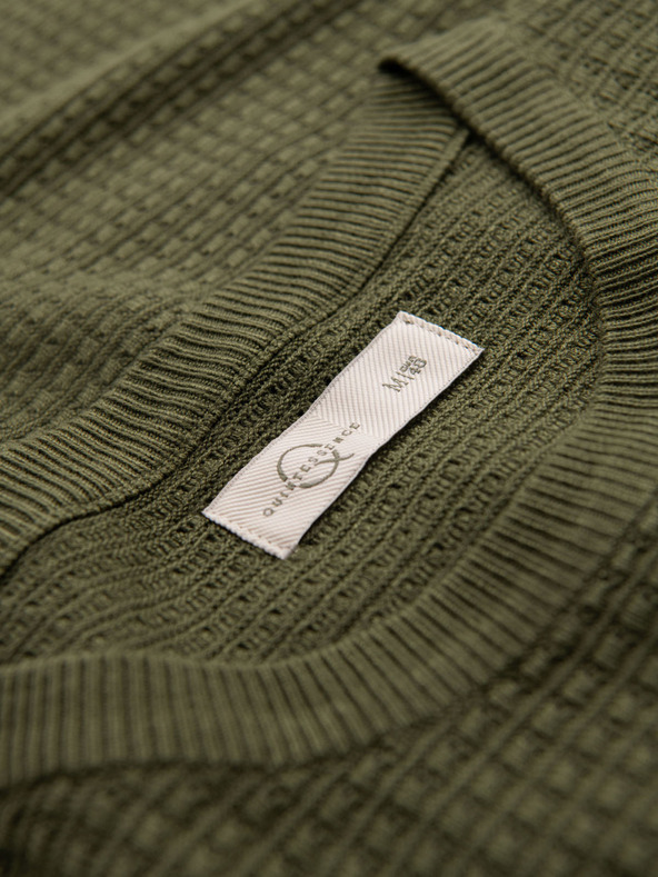Ombre Clothing Pánské strukturované pletené tričko - olivové
