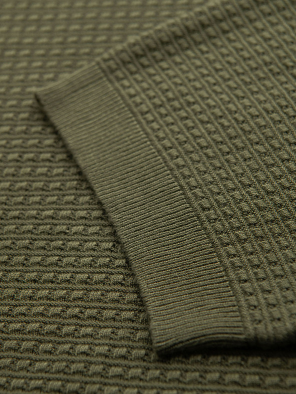 Ombre Clothing Pánské strukturované pletené tričko - olivové